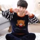 Pyjama Boy Teen 12-18 tuổi Học sinh trung học cơ sở Mùa đông 15 Flannel Big Boy 13 Dịch vụ tại nhà dày đồ lót nam