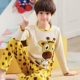 Pijama nam thiếu niên 14-16 tuổi mùa thu và mùa đông trung học cơ sở tăng trưởng tay áo bông hoạt hình phù hợp với dịch vụ nhà trẻ em lớn - Bộ Pajama