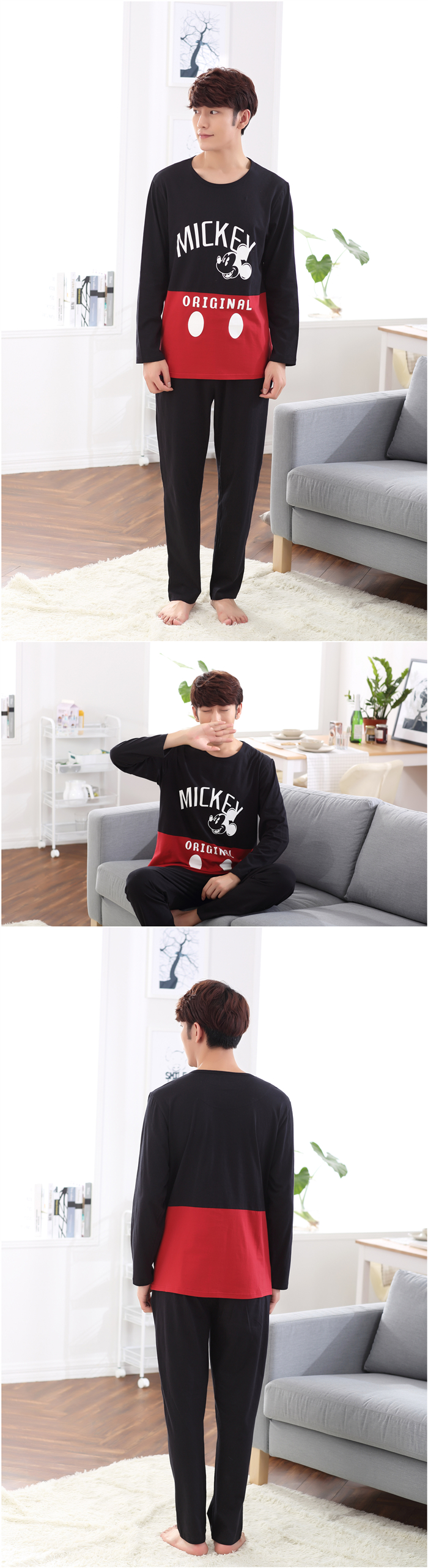 Bộ đồ cho bé trai lớn 12-13 mùa hè Bộ đồ cotton dài tay cho bé trai Bộ đồ ngủ bé trai 14-15 tuổi đồ pijama nam
