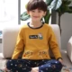 Đồ ngủ trẻ em trai dài tay mùa xuân và mùa thu cotton boy mỏng phần mùa hè cậu bé lớn phim hoạt hình bông phục vụ nhà