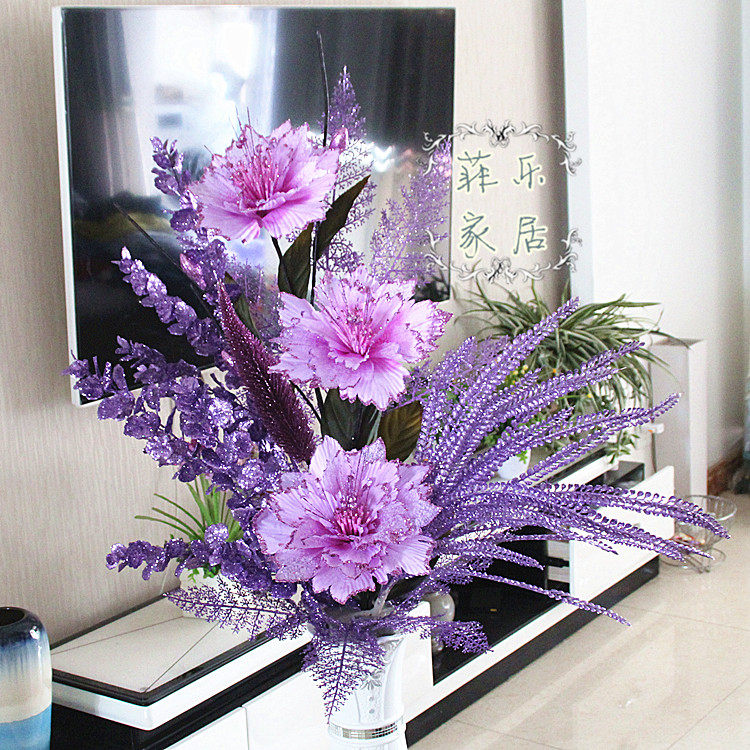 European-style gold powder peony flower set large magnolia flower living room floor-to-ceiling flower arrangement flower arrangement window decoration flash flower arrangement