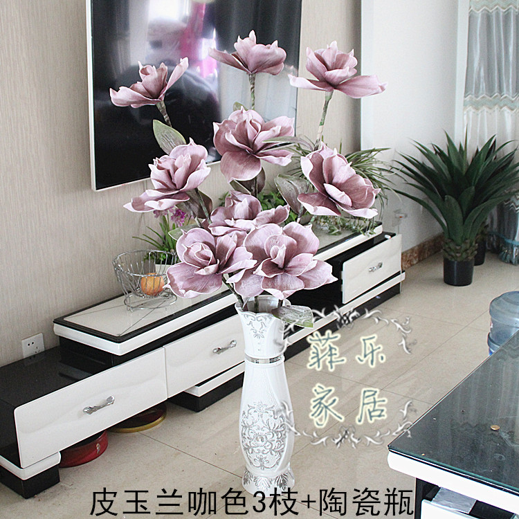 Mô phỏng Pu Yulan phòng khách sàn đặt bọt da mộc lan trang trí nhà hoa giả hoa giả da hoa - Hoa nhân tạo / Cây / Trái cây bình hoa mộc lan giả