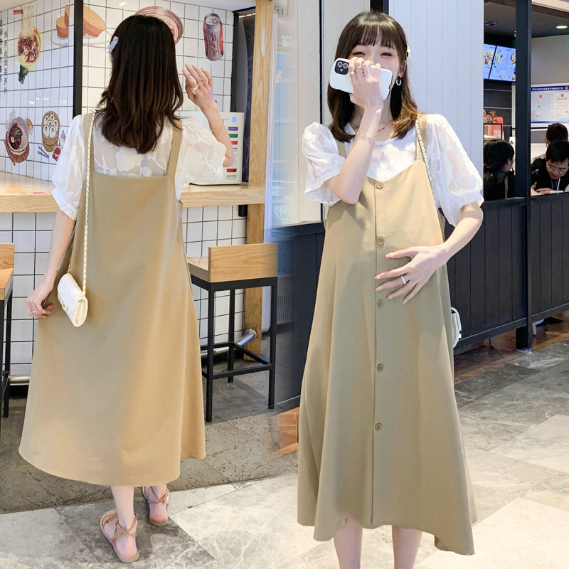 Pregnant woman Two sets of babybag skirts for long version gestation of summer dress in summer clothing online red suit stylish style dress