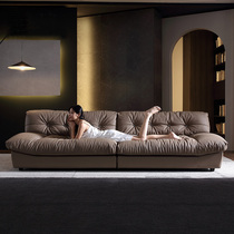 Yunduo sofa White Jingting Pavilion with four people Shuffrey super wide sitting deep landing leather Italian light luxury sofa