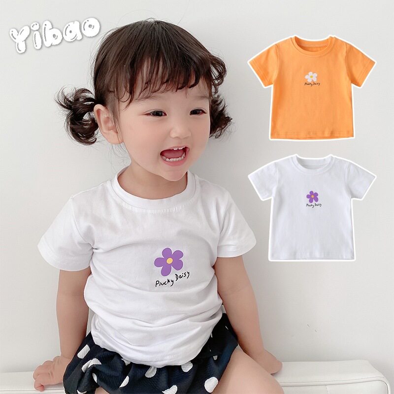 Girls little daisy top 2021 summer new baby western style short-sleeved bottoming shirt thin section out cute T-shirt