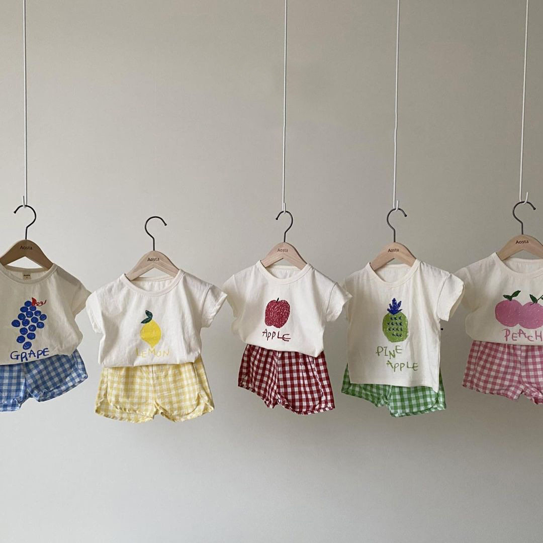 Summer dress new male and female baby short sleeve short sleeve suit supermeo cute outgoing children leisure two pieces of thin clothing