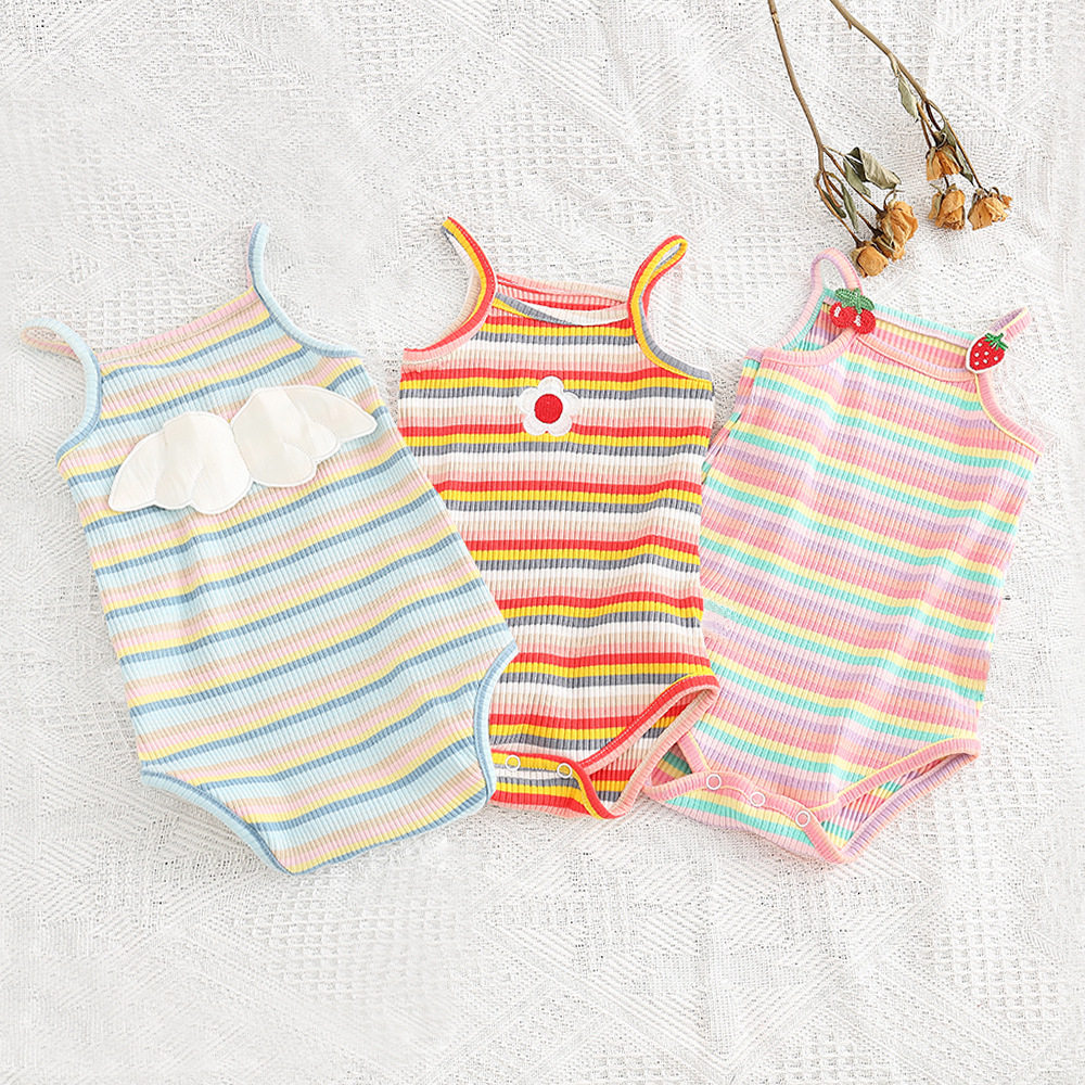 Baby girl camisole ha dress cute rainbow striped triangle bag ass dress cute out to hold baby bag jumpsuit
