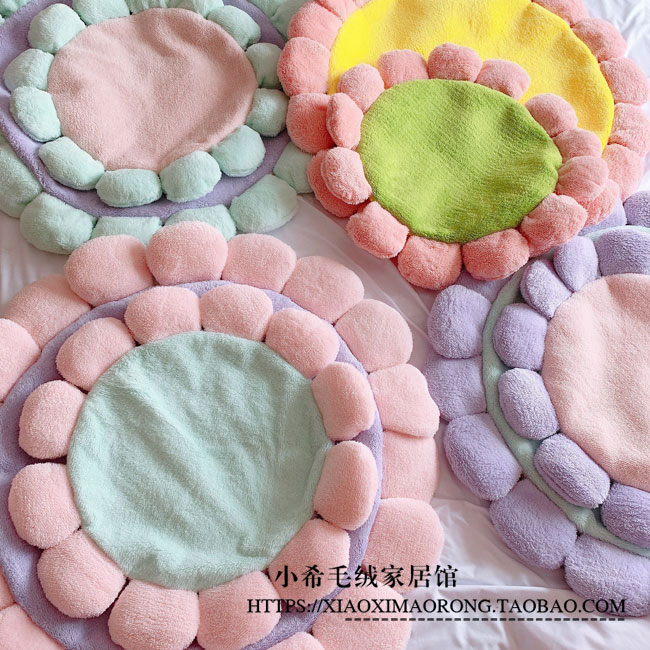 Ins net cô gái trái tim tròn hoa sàn thảm trẻ em phòng ngủ trang trí nhà chống trượt bò thảm - Thảm sàn thảm chùi chân nhựa