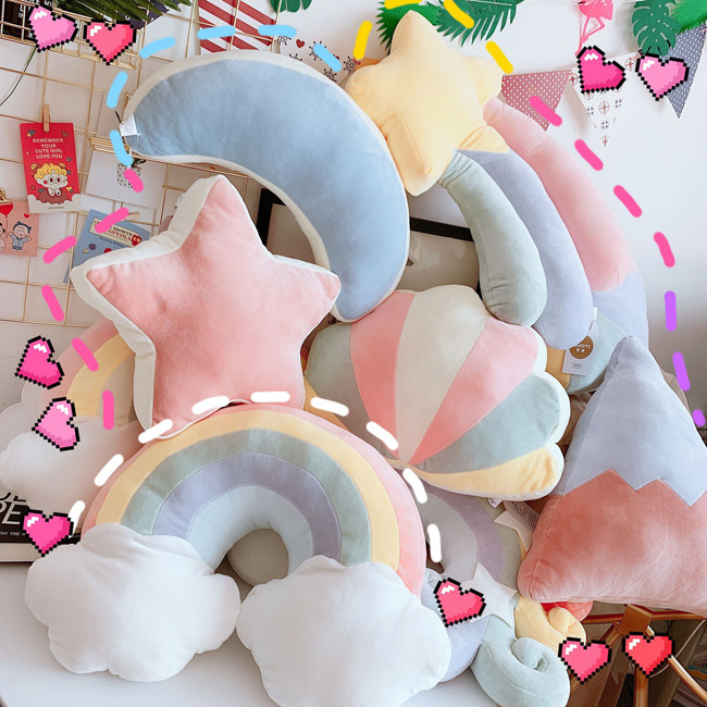 ins Nordic cute teenage girl hearts Rainbow Pillow Sofa Cushions Pillow Cribs Children Room Decorations Shooting Props
