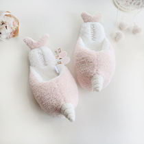 Autumn Winter Tianmeng Mengmeng Solo Corner Whale SOFT COTTON AND WARM BREAD BIG HEAD SLIPPERS LADY HOME INDOOR COTTON SLIPPERS