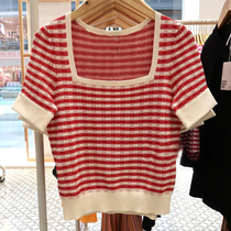 2020 New Spring Net red sweater cardigan thin slim short sleeve knitwear womens pullover very fairy top