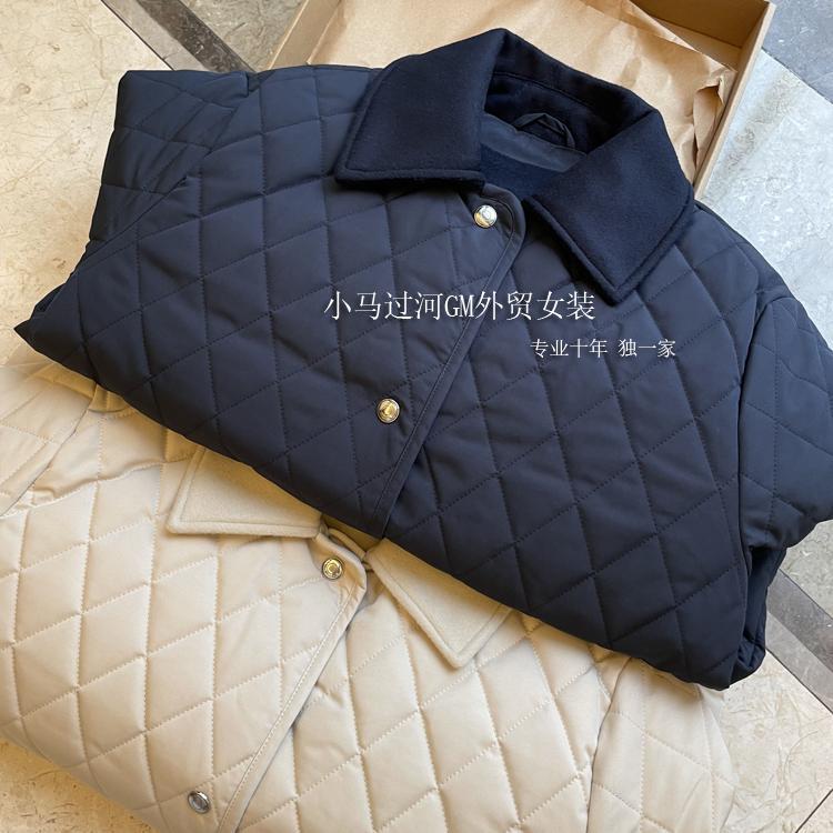 L*P High-End! the Pinnacle of Cotton Clothing, Diamond-Quilted Reversible Wool Collar Loose Jacket for Women
