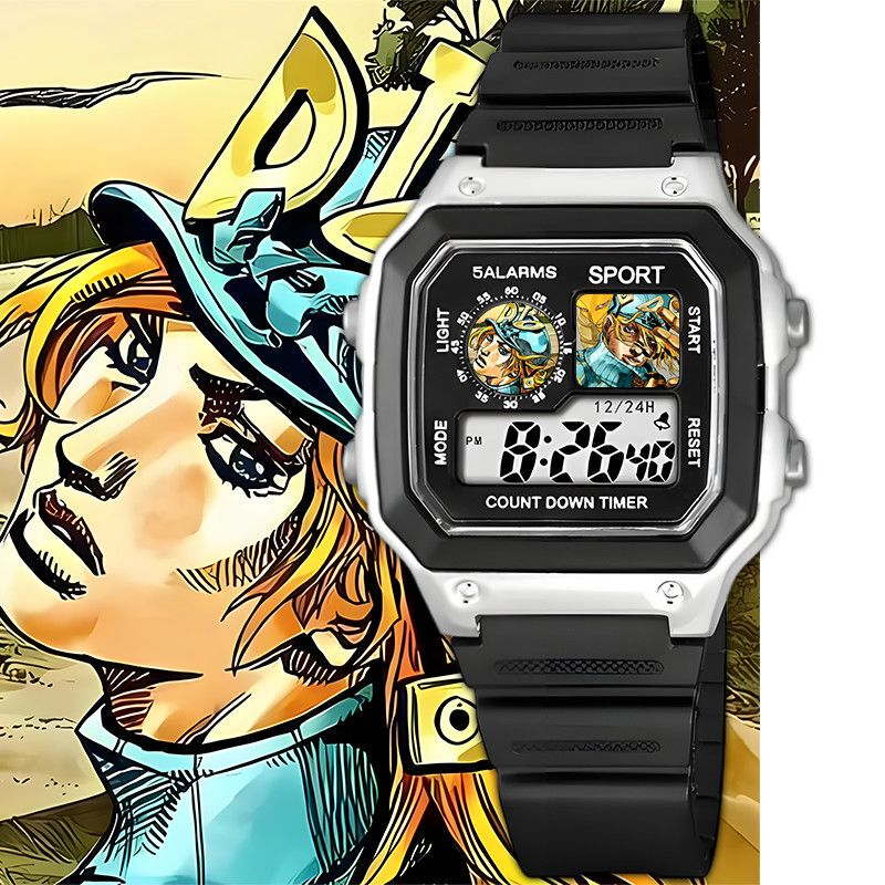 Jojo's Bizarre Adventure Diego Electronic Watch Sports Digital Wristwatch for Junior High School Students with Alarm Clock for Men