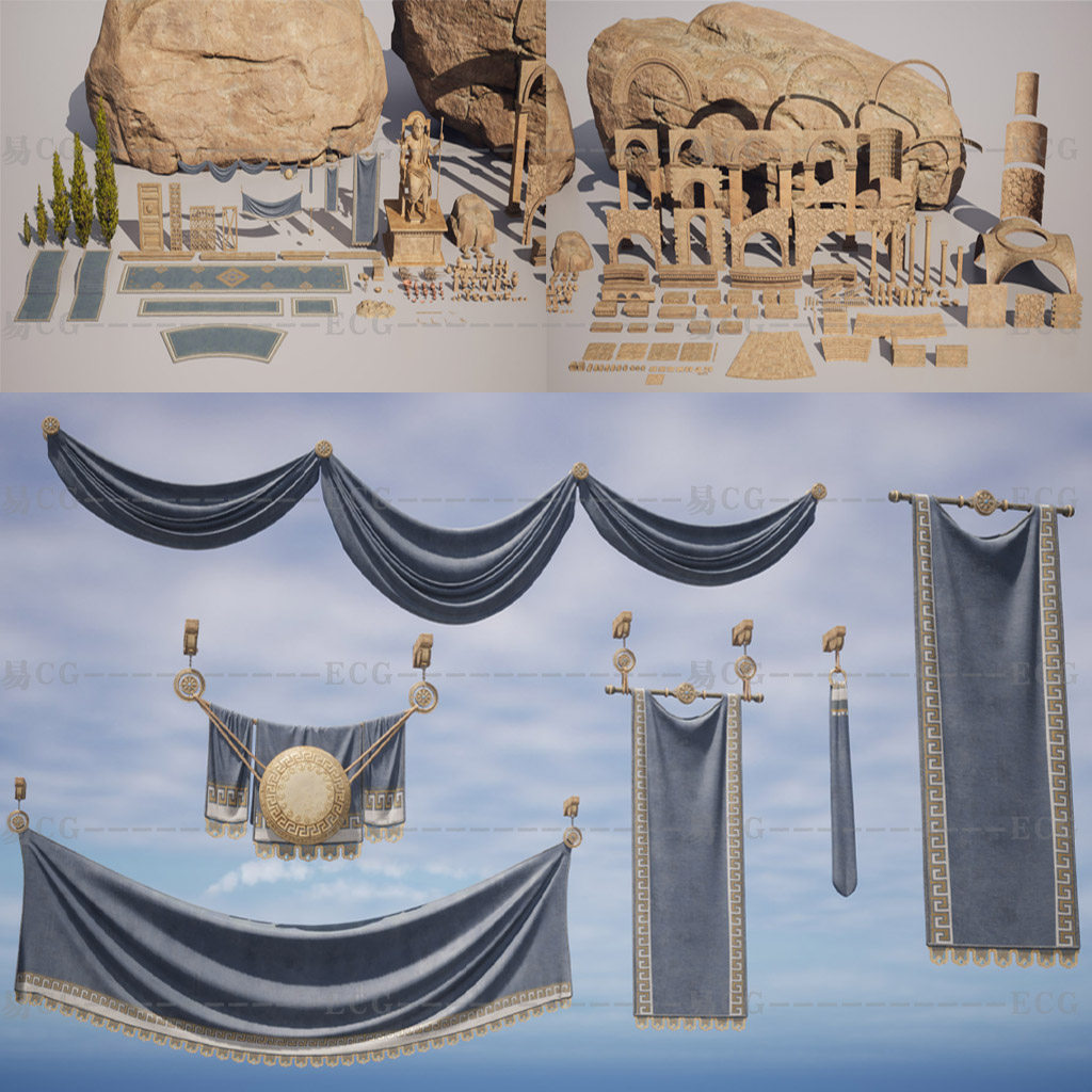 UE5虚幻4/5 Ancient Mountain Temple古宫殿石像欧式建筑房间内外:沉浸式场景设计神器!-AI壁纸-淘宝好物网