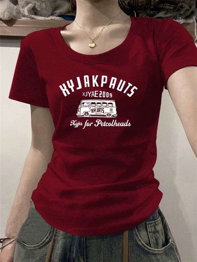 Летняя укороченная sexy футболка США с коротким рукавом, slim fit, облегающая