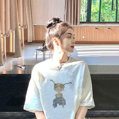 Pure cotton short-sleeved white T-shirt for women in summer, loose for girls, off-the-shoulder top, stylish and youthful, paired with a base layer