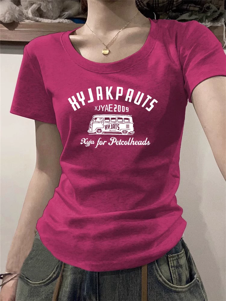 Летняя укороченная sexy футболка США с коротким рукавом, slim fit, облегающая