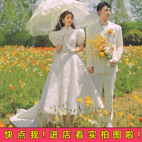 Кружевной реквизит для фотографии для влюбленных, белое свадебное платье, французский стиль