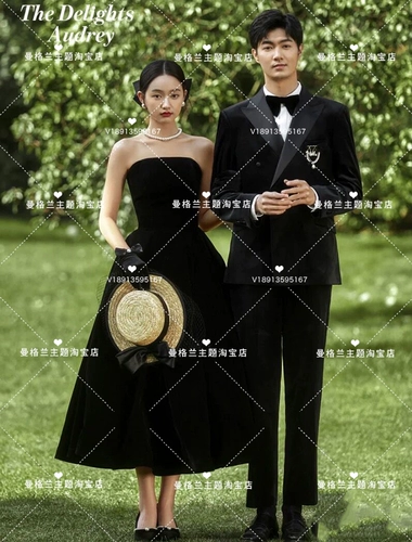 Ретро бархатное свадебное платье для влюбленных, реквизит для фотографии, французский ретро стиль