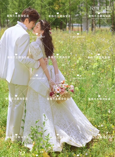 Кружевной реквизит для фотографии для влюбленных, белое свадебное платье, французский стиль