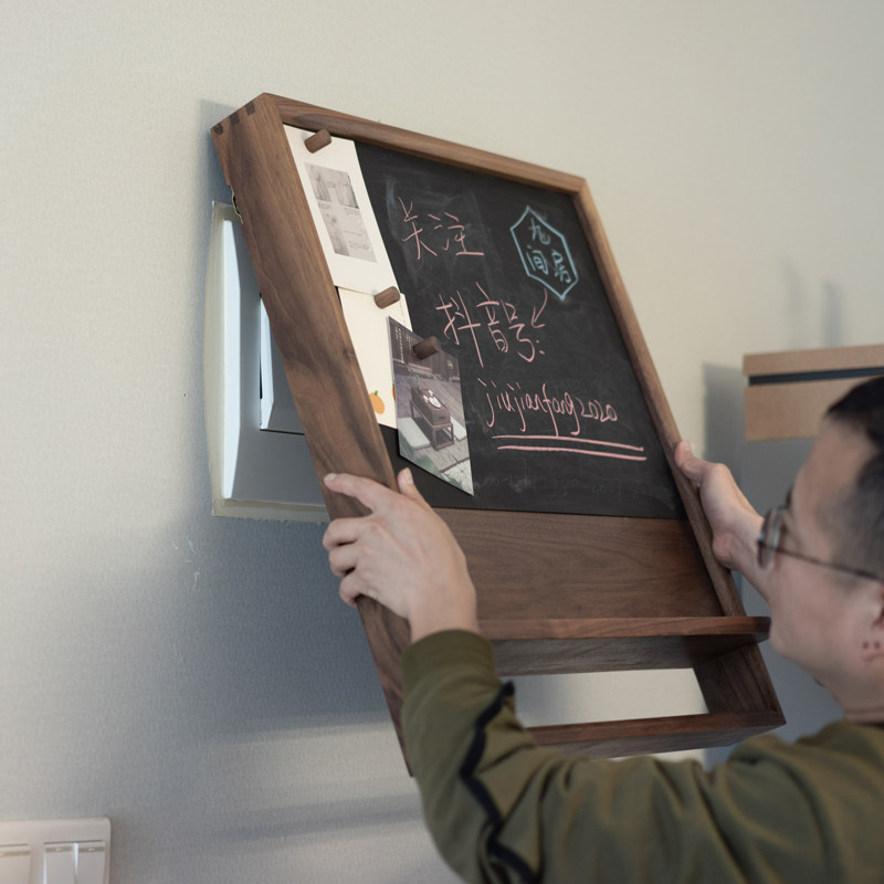 Black walnut electric meter box blocking photo wall message board magnetic hanging wall small blackboard switch box wall hanging decorative box
