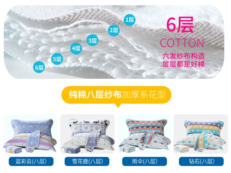 Gối cotton gạc sáu lớp chính hãng dành cho người lớn
