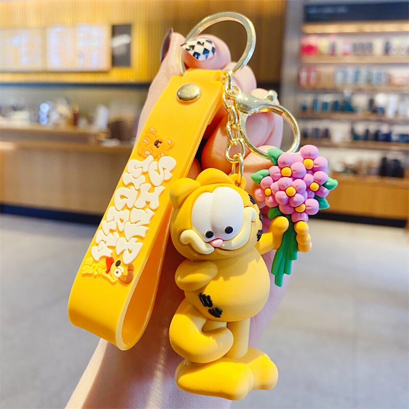 Cartoon Cute Garfield Keychain Creative Key Chain Car Key Pendant Student Backpack Pendant Small Gift