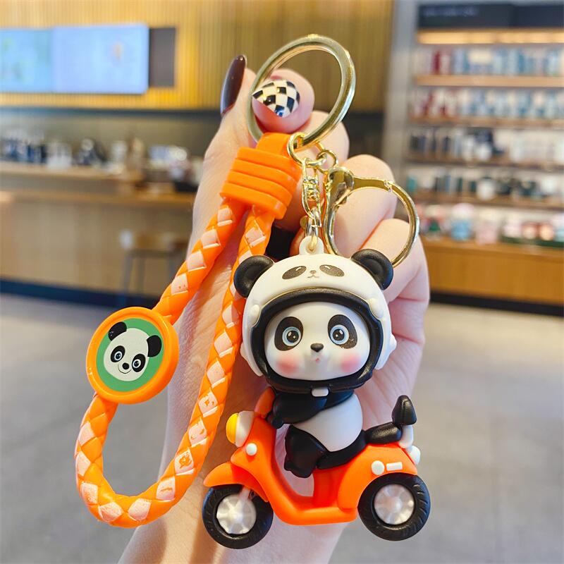 Cartoon Cute Motorcycle Panda Keychain Female Doll Key Chain Car Key Pendant Backpack Decoration Gift