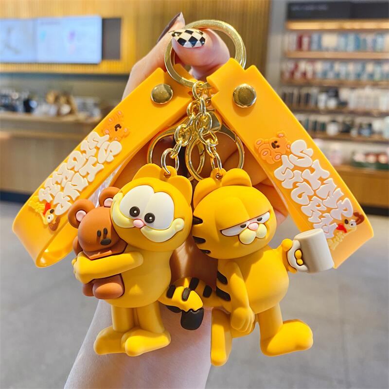 Cartoon Cute Garfield Doll Keychain for Women, Cute and Exquisite Keychain, Car Key, Student Backpack Pendant