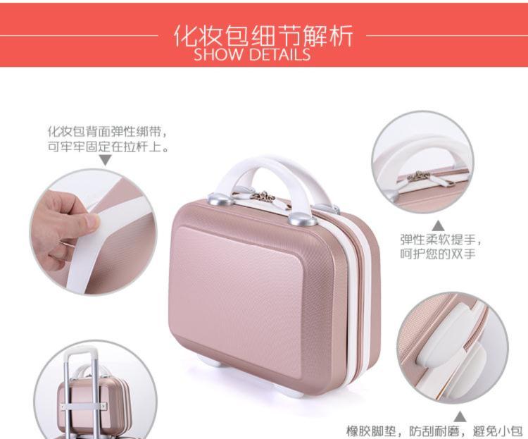 Vali gương học sinh 20 inch nữ 2019 trẻ em phổ biến vali bánh xe nữ túi trung học mỹ phẩm. - Va li vali hồng