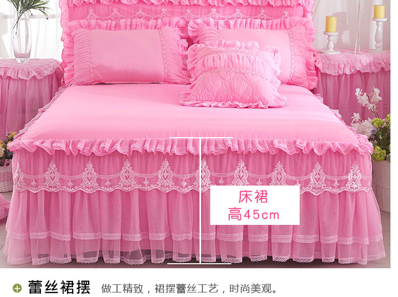 Hàn giường ren phong cách váy bedspread mảnh duy nhất của sợi ren bảo vệ che bụi trải giường bìa trượt mùa hè 1.8X2.0 - Váy Petti drap giường có viền