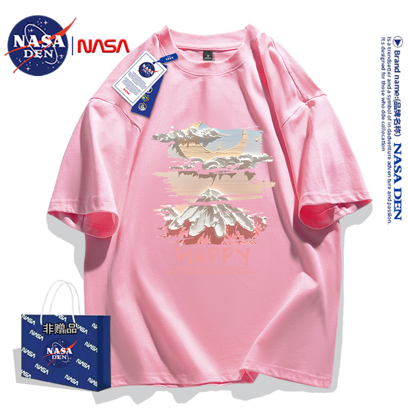 Die NASA hat gemeinsam ein neues kurz ärmel iges T-Shirt für Frauen mit Jugend trend druck und Fünf-Punkt-Ärmeln in Übergröße, lässiges All-Match-T-Shirt für Männer