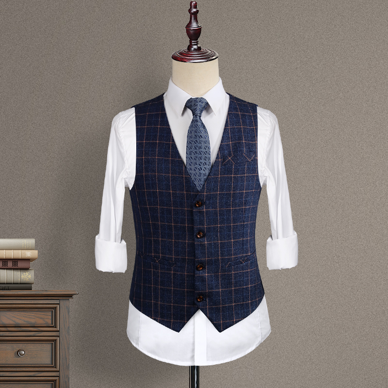 Men's Plaid Suit Vest Set Groomsmen Outfit Brother Clothing Western-Style Clothes Wedding Suit Vest Men's Plaid Suit Vest Set Groomsmen Outfit Brother Clothing Western-Style Clothes Wedding Suit Vest