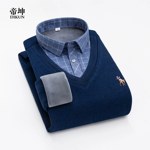 Комплект, свитер, демисезонная флисовая трикотажная базовая приятная телу рубашка, в корейском стиле, увеличенная толщина