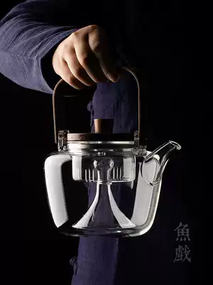 Glass cooking teapot High temperature resistant kettle Large capacity cooking tea set Black and white tea automatic cooking kettle Black crystal stove