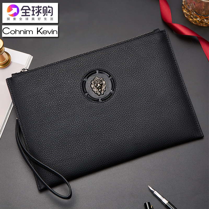 Cohnim Kevin Men's handbag genuine leather business headlayer Bull Leather Wallet handbag Leisure Chaobou Men's hand grip