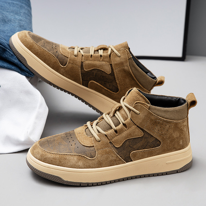 Hong Kong counter with Supreme men's shoes autumn high tube thick bottom retro casual sports shoes