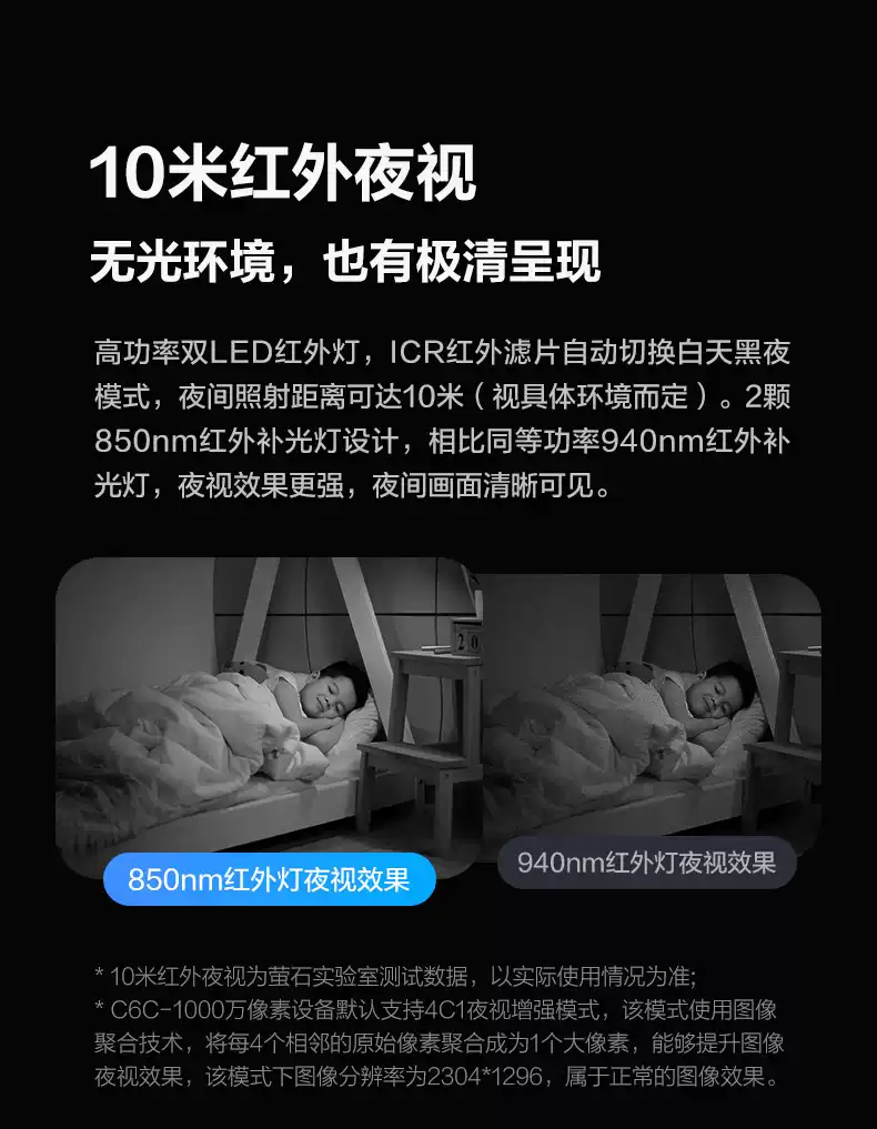 C6c EZVIZ萤石C6C云台监控 无线AI摄像头 360度全景家用监控 支援远端高清夜视与人脸识别