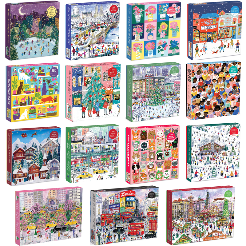 Genuine galison winter lights Christmas autumn gold foil starry spring street flowers American imported puzzle