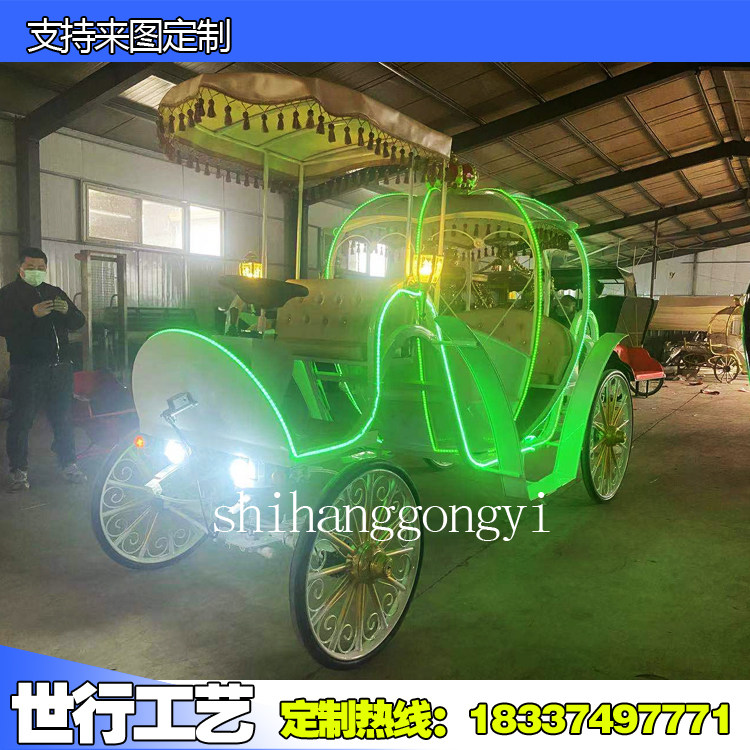 Customized new pumpkin carriage wedding outdoor wrought iron film and television props scenic four-wheeled cart