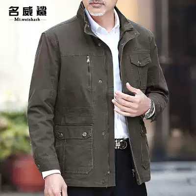 Middle-aged tooling jacket multi-pocket outdoor cotton casual jacket autumn clothing middle-aged and elderly men's coat