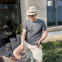 Dad mens short-sleeved T-shirt solid color summer middle-aged and elderly round neck thin casual T-shirt loose grandpa