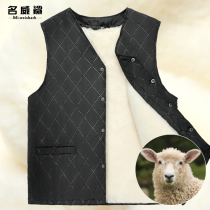 Autumn and winter wool vest leather hair one middle-aged male warm cotton wool vest thickened waistcoat shoulder inner dads