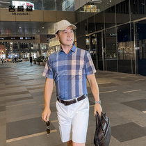 Middle-aged summer short sleeve shirt mens summer thin business Leisure half-sleeve shirt middle-aged dad top