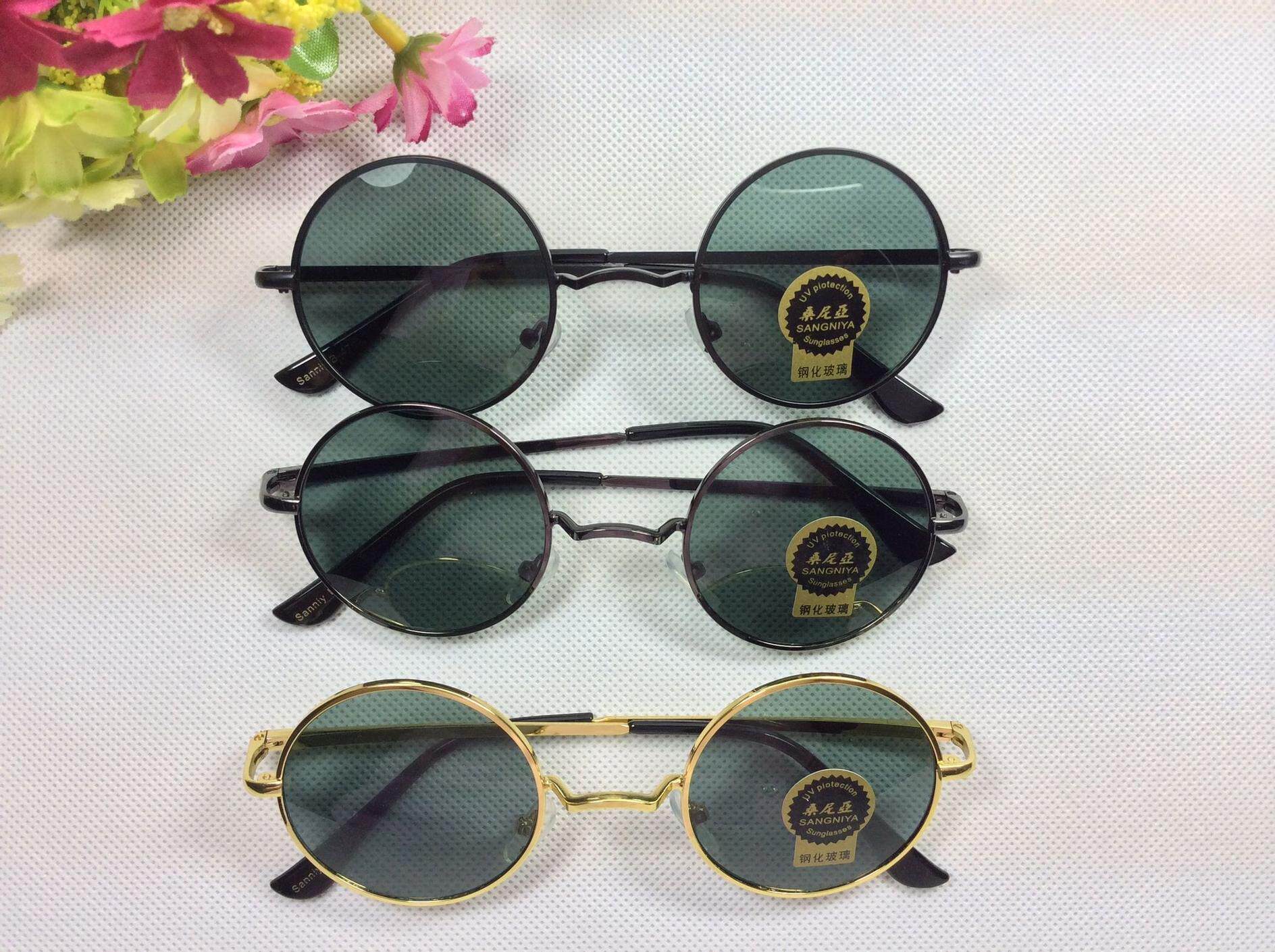 New tempered glass lenses round retro sunglasses sunglasses men sunglasses European and American Chaumen glasses