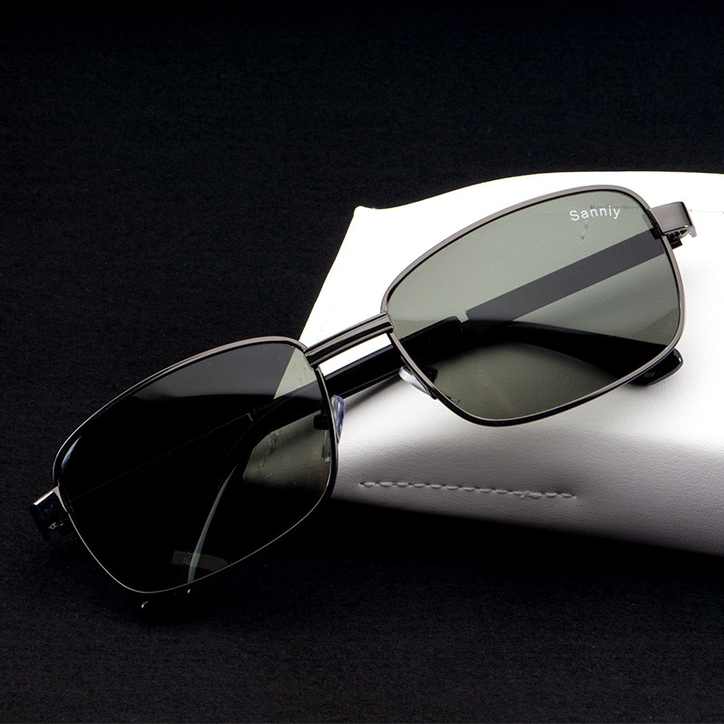 Tempered Glass Lens Sunglasses Men's Square Driving Glasses Toad Mirror 2019 New Eye Trend Sunglasses