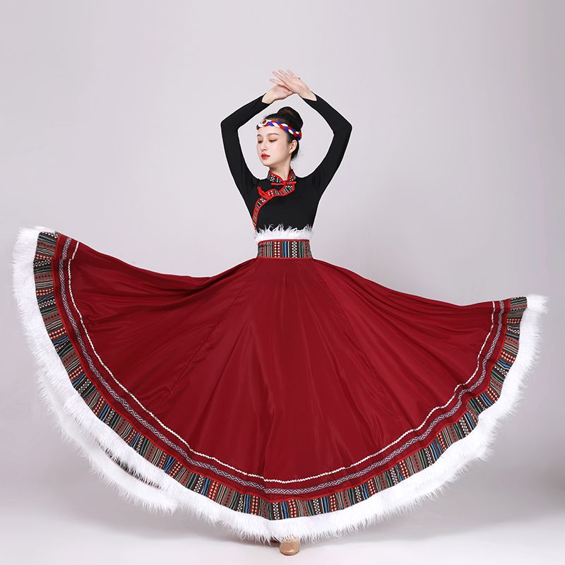 New Tibetan Act Out of Concealed Practice Costume for Skirt Examination Class Performance Serve Square Dance National Wind Big Swing Dress Whole-Taobao
