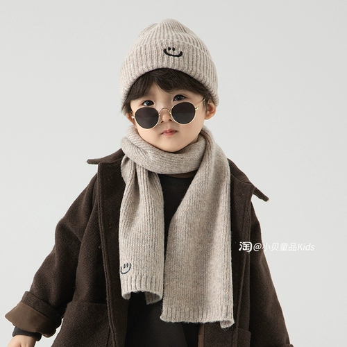 Детский шарф, осенний демисезонный комплект для мальчиков, шерстяная детская шапочка, вязаная шапка, зимняя кепка