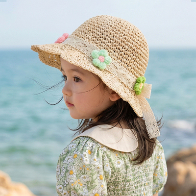 Girls' Straw Hats, Kidsren's Sun Protection Hats, Summer Baby Hats, Baby Sun Hats, Lace Woven Hats, Girls' Sun Hats — 3