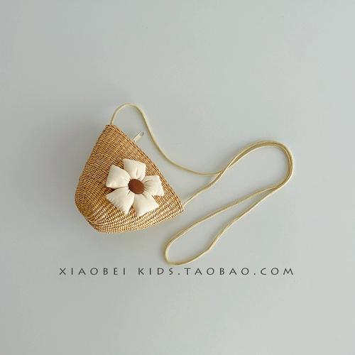 Брендовая детская соломенная детская сумка, креативный детский кошелек, сумка через плечо, бретели, в цветочек